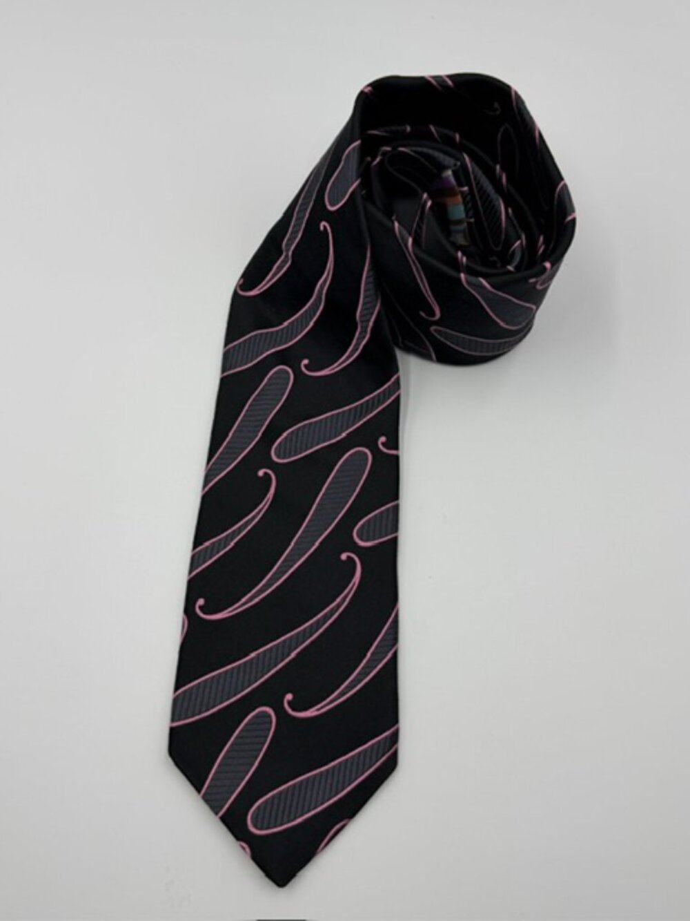 Ted Baker London 100% Silk Tie Hand Tailored Black and Hot Pink